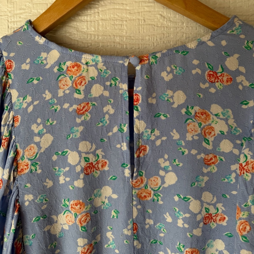 Matilda Jane Be Here Now Periwinkle Floral Lace Flutter Sleeve Top XS - Picture 7 of 9